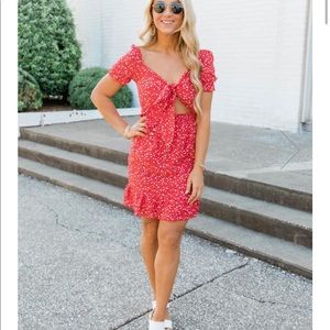 Floral Red Dress